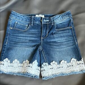 Mudd Blue Denim Shorts with White Lace 2025-8
